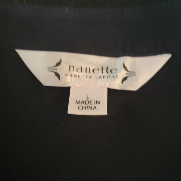 NANETTE LAPORE Navy Lace Inset Peplum Top  SZ Large - Picture 6 of 8